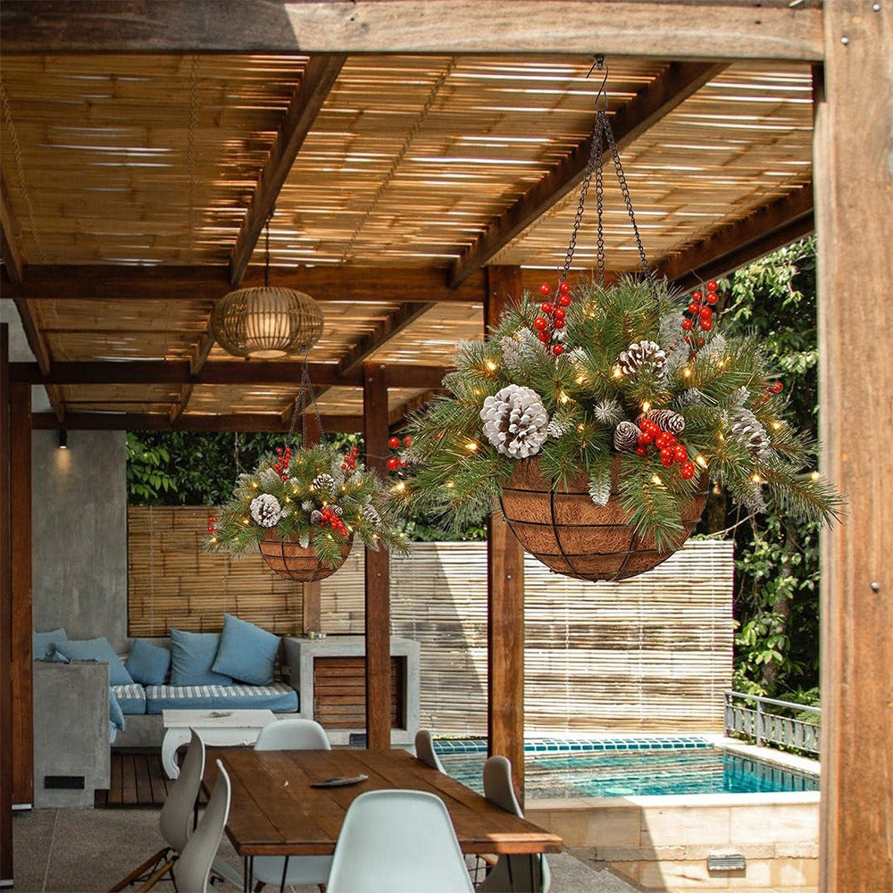 🎄Christmas Hot Sale🏆Pre-Lit Artificial Christmas Hanging Basket